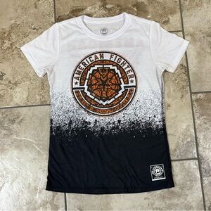 American Fighter White and Black Tee with Orange Logo